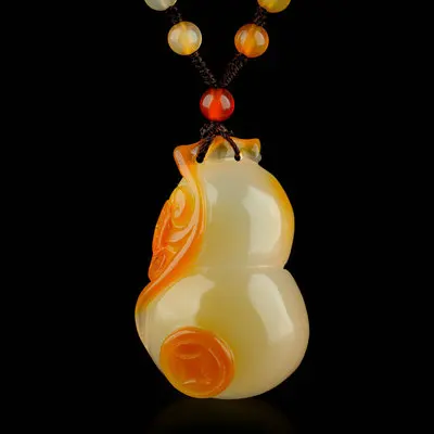 

Exquisite natural authentic agate chalcedony wishful gourd sweater chain for men and women