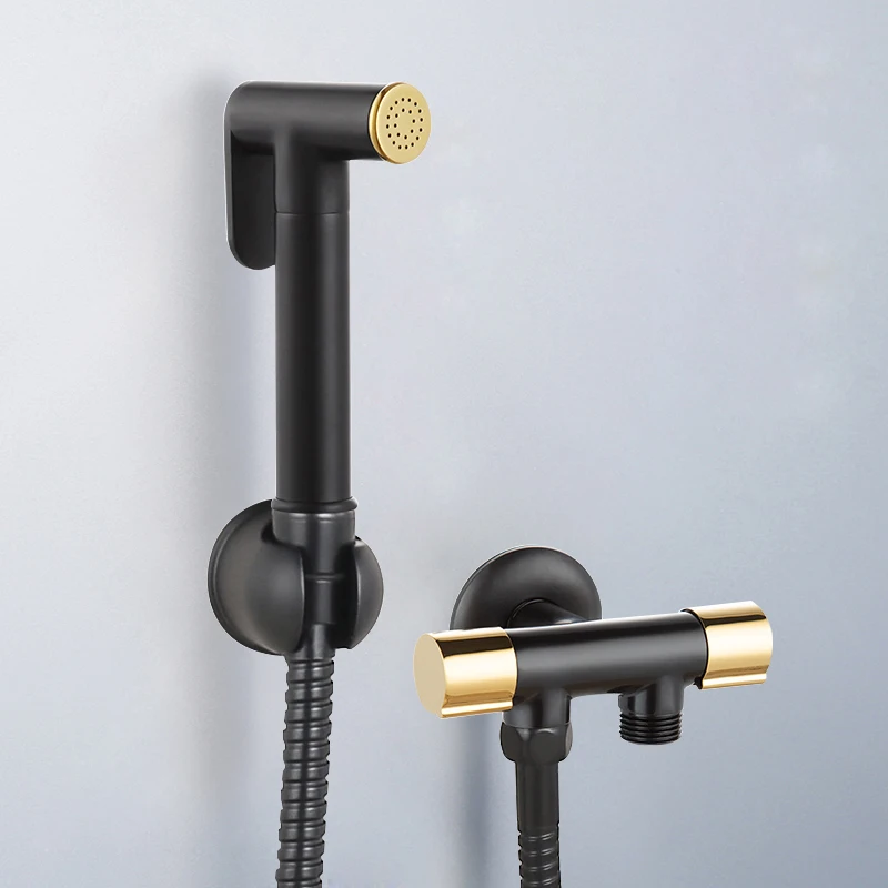 Смеситель для биде черный и золотой Латунный Угловой клапан холодной воды в
