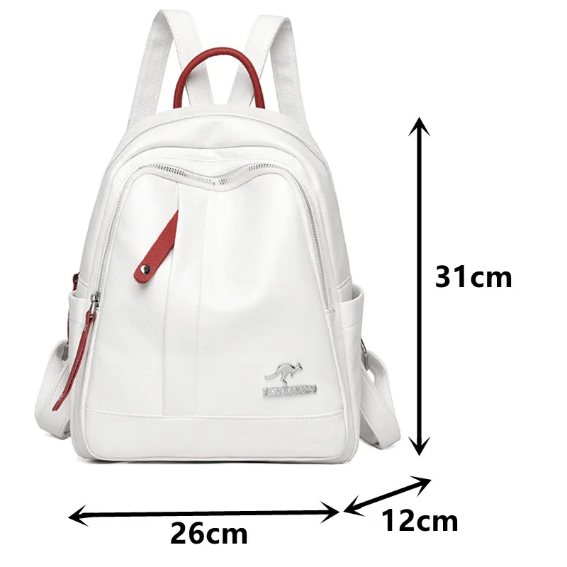 

Casual Women Summer Travel Backpack Quality Pu Leather Backpack Simple Solid Color Knapsack Fashion School Bags For Teenage Girl