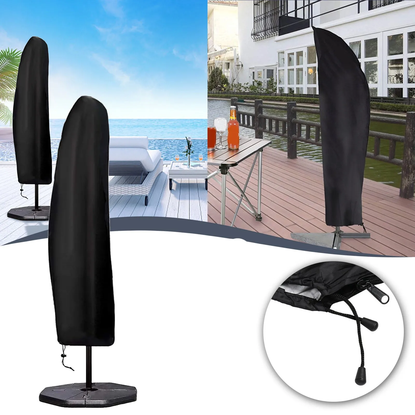 Черный Водонепроницаемый Ткань Оксфорд Открытый Зонт &quotбанан&quot Обложка