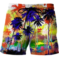 coconut tree graphic palm tree beach shorts for men 3d pattern art pigment scenery boardshorts menwomen rainbow short pants
