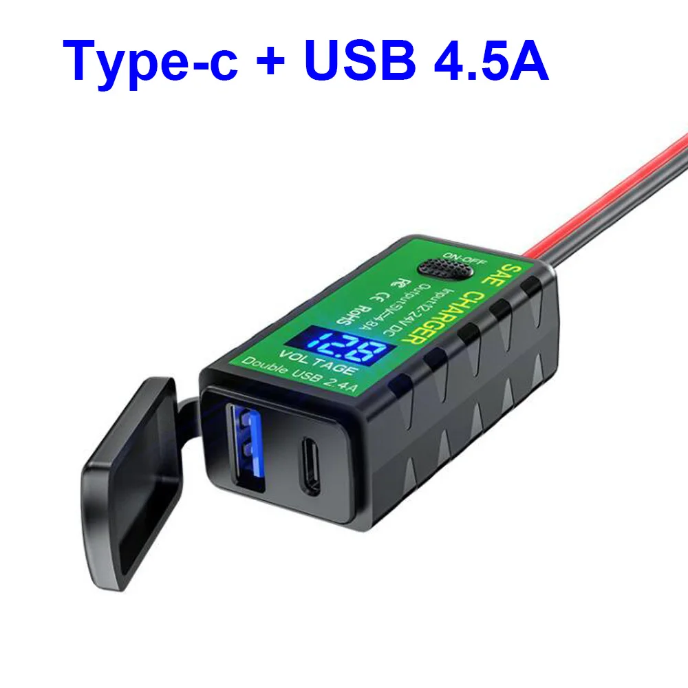 

Адаптер для мотоциклов с разъемом USB type-c, 5 В, 4,5 А
