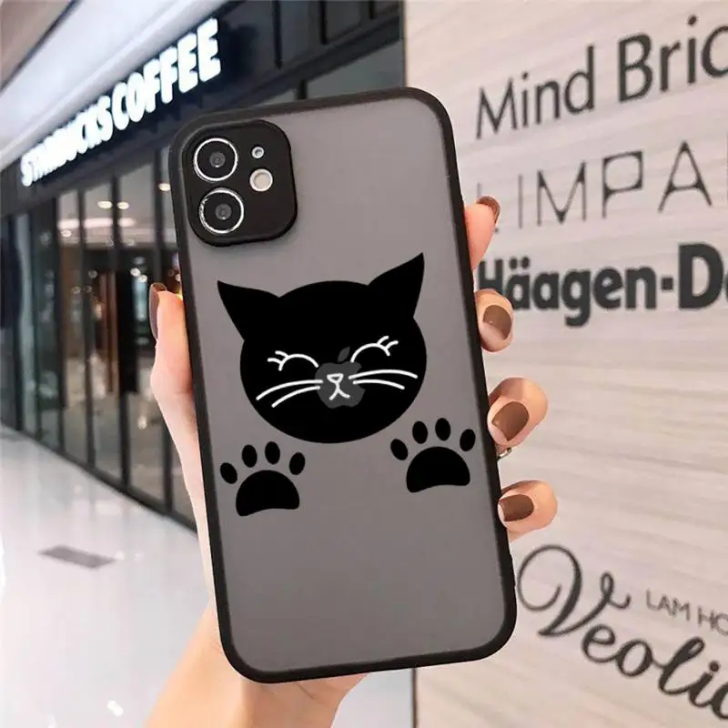 

Cute cat scratching Phone Cases matte transparent For iphone 7 8 11 12 plus mini x xs xr pro max cover