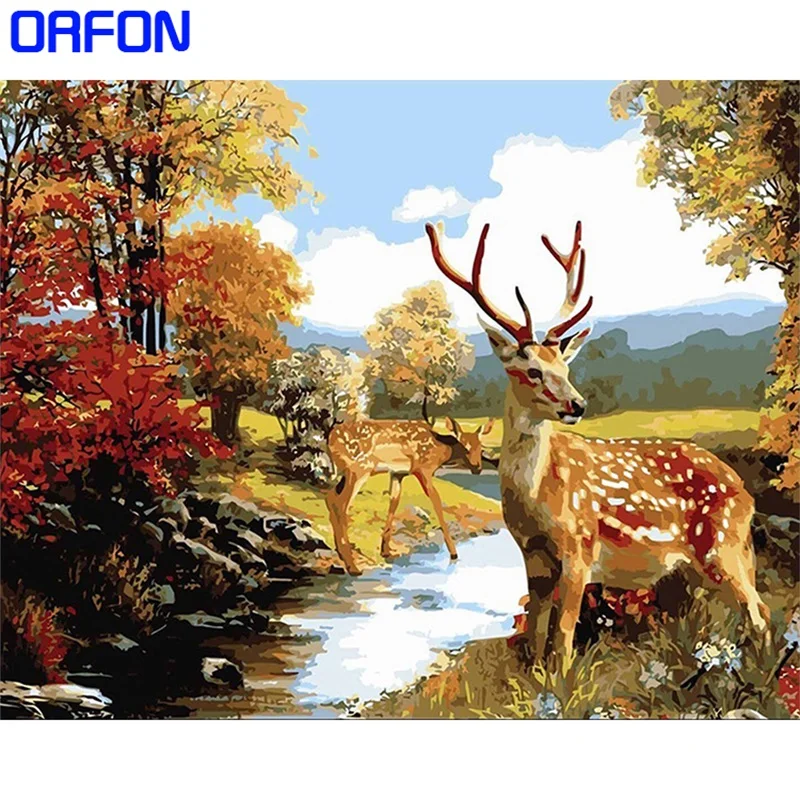 Олень ORFON животные сделай сам искусство рисунок Картина на холсте для украшения