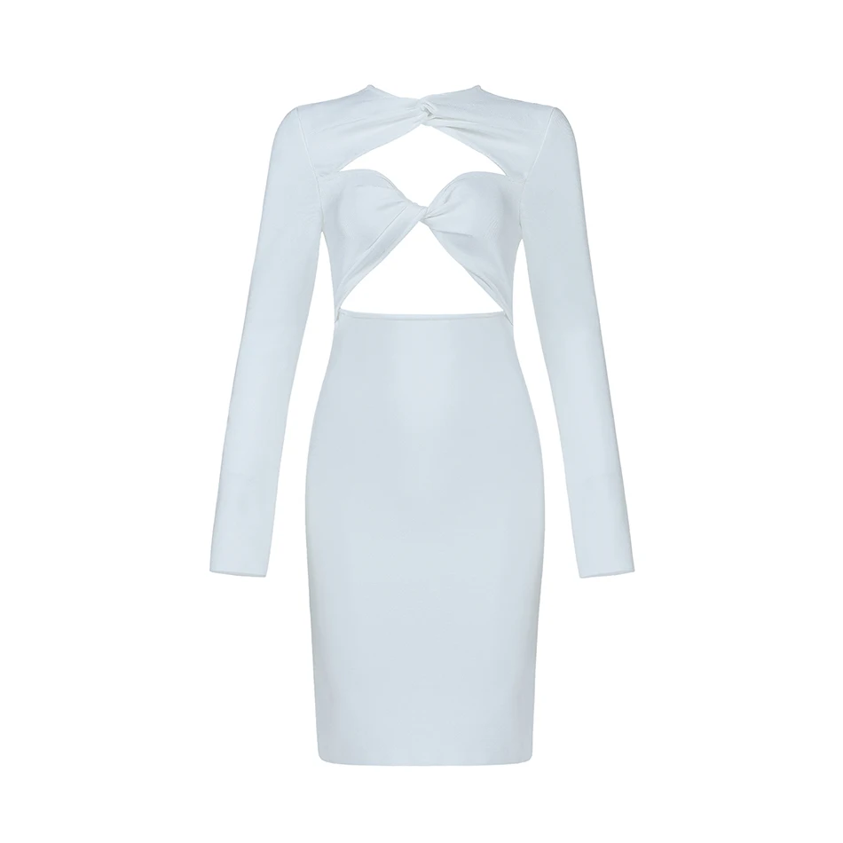 Новинка 2020 белое Бандажное платье сексуальное женское ажурное с длинными