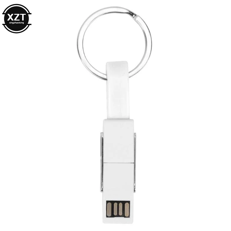 White 4 в 1 USB кабель Micro usb type C кабель освещения для iPhone XR X samsung HUAWEI 2A Мини Брелок Зарядное устройство кабели для зарядки - Color: White