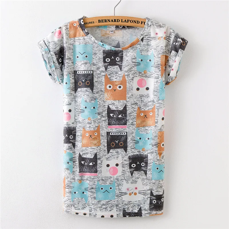 

Korean Clothes Summer Female T-shirt Lady Tops Cotton Elastic Print Women's T Shirts Loose T-Shirt Funny T shirts Kyku Girl Tee