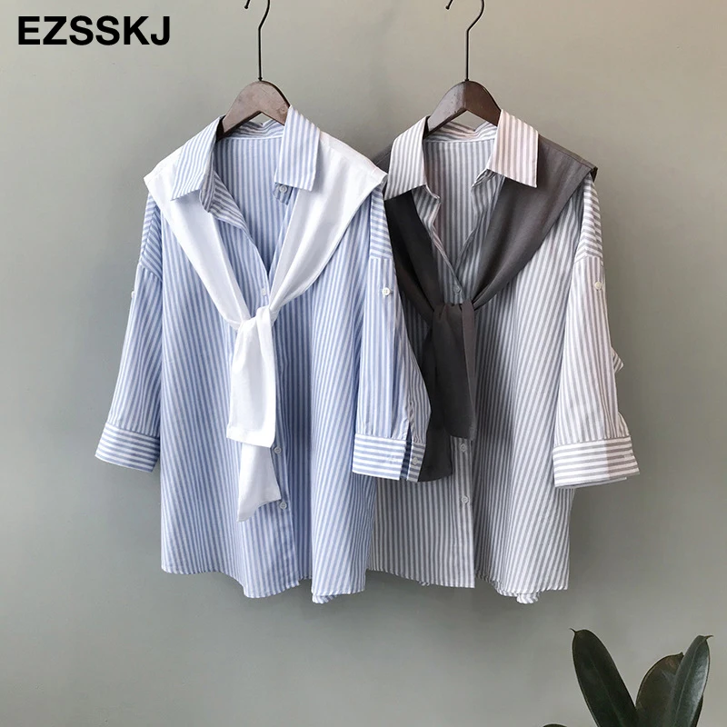 Повседневный комплект одежды из 2 предметов: Пелерина полосатые школьные Блузы