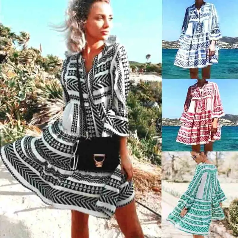 Женское летнее свободное платье Топы Праздничная пляжная одежда свободного кроя