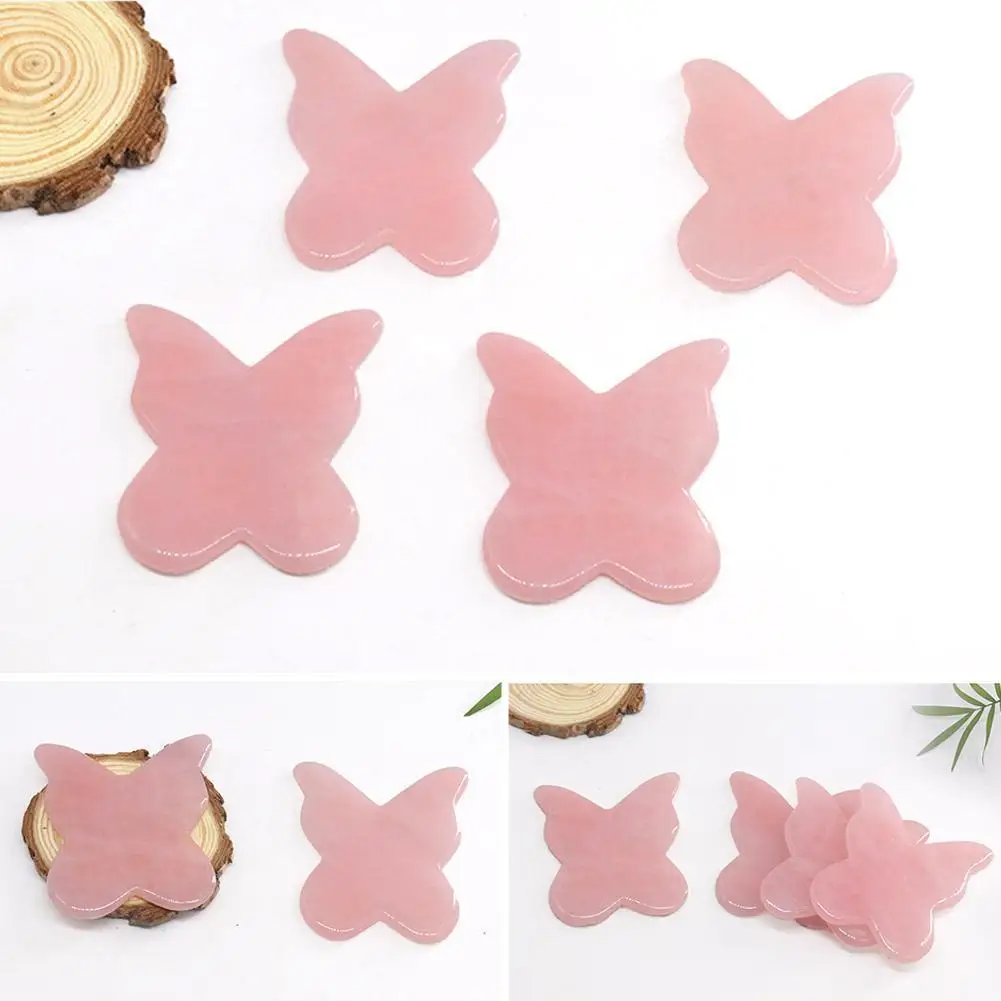 

Rose Quartz Butterfly Shape Scraping Board Healing Tool Skin Face Firming Stone Chin Natural Detox Care Massager Lift Massa T8Y0
