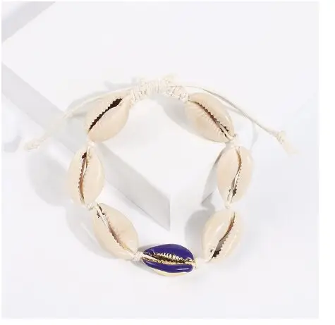 1pc Cowrie shell Bracelet femme Adjustable boho Macrame friendship Real Seashell 42-46 | Украшения и аксессуары