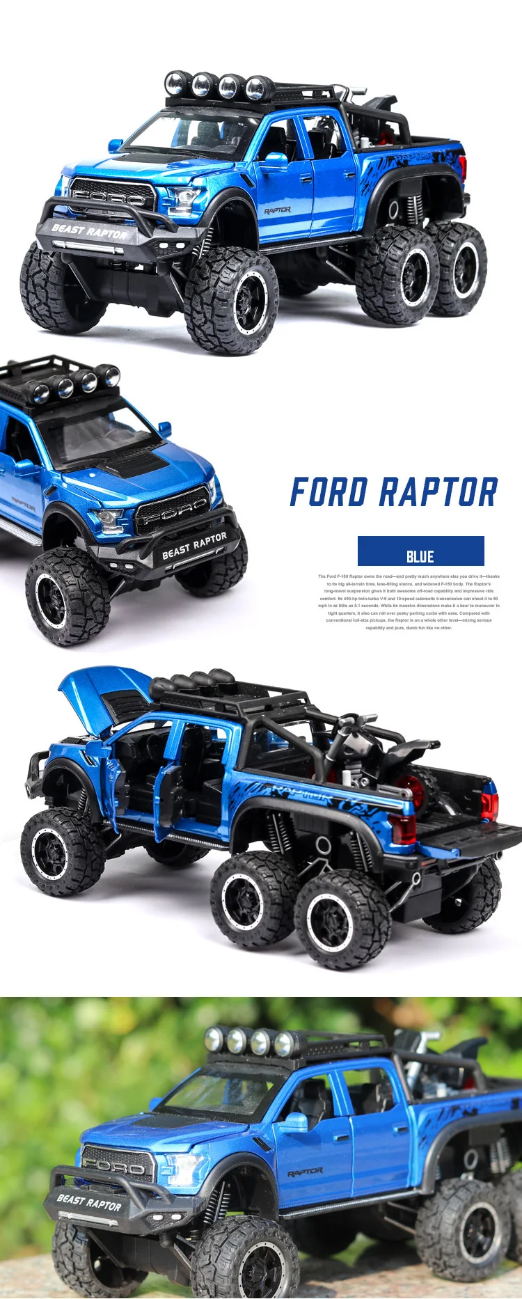 Hot 1:28 scale wheels Ford F150 Raptor metal model with light and sound Pickup truck diecast car pull back alloy toy collection