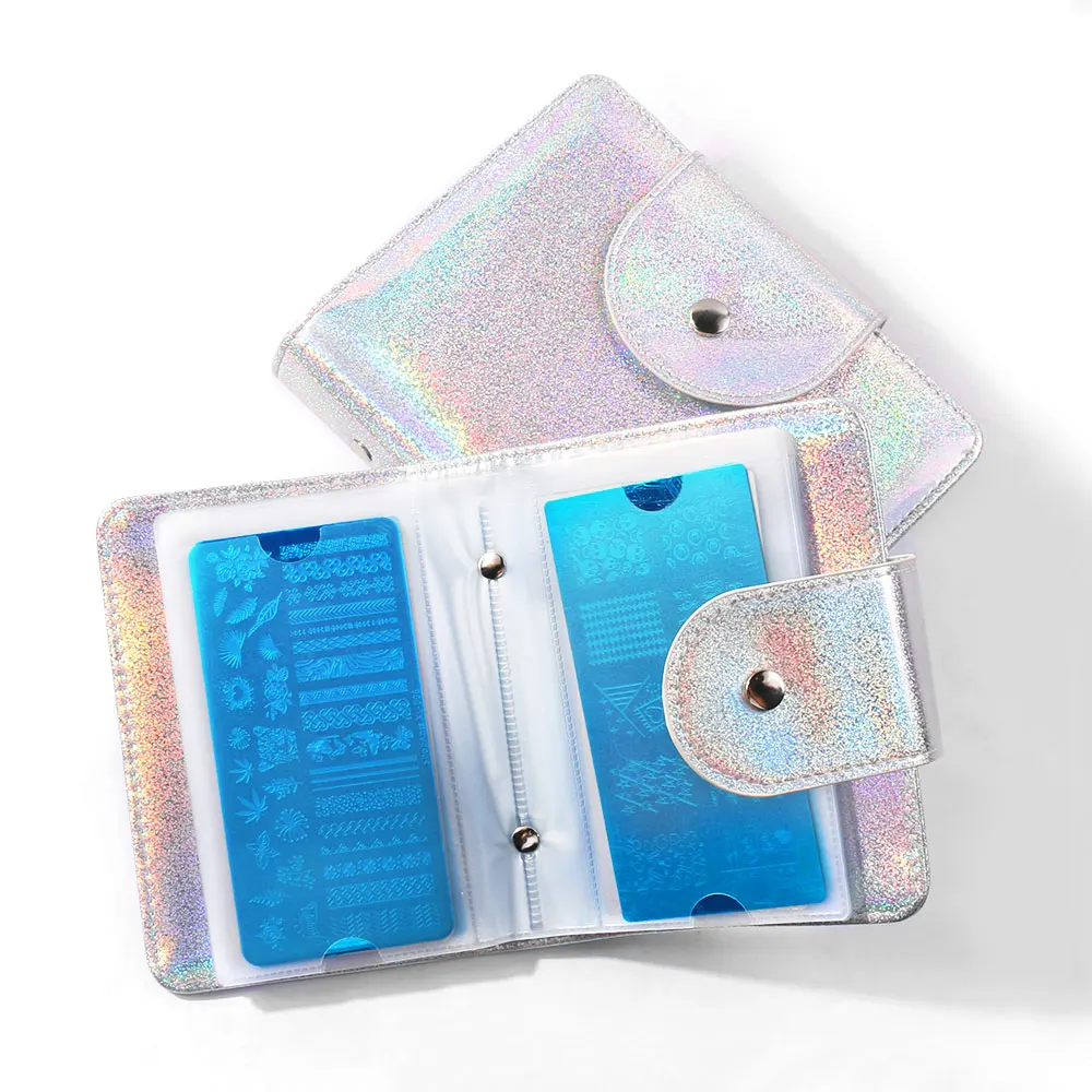 

20 слотов штамповка шаблон держатель 4 цвета прямоугольная штамповка для ногтей фантазийный узор пустой чехол