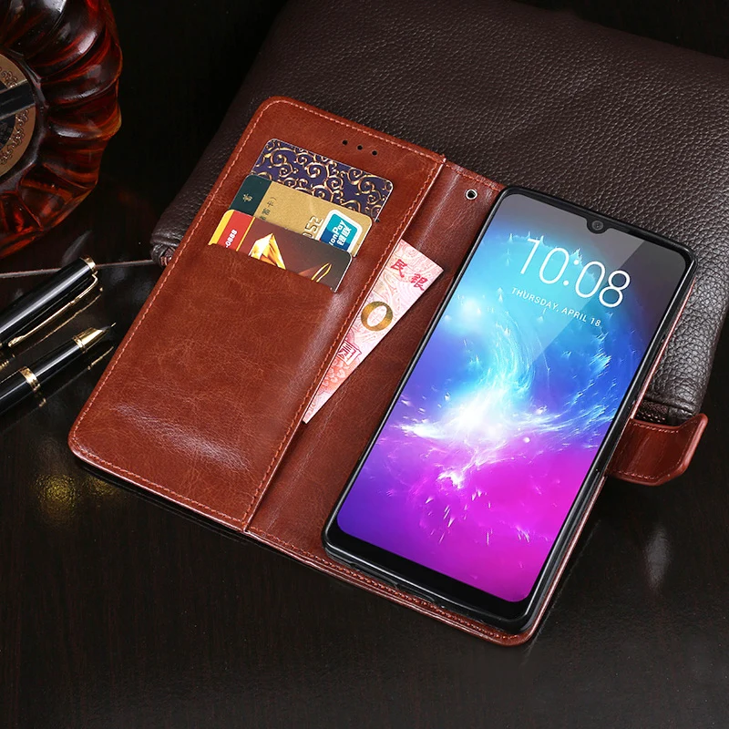 Кожаный чехол книжка с магнитной застежкой и рисунком Crazy Horse для ZTE Blade A7