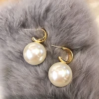 2021 simple trend line personality fashion pearl geometric circle all around light luxury earrings pendant temperament earrings