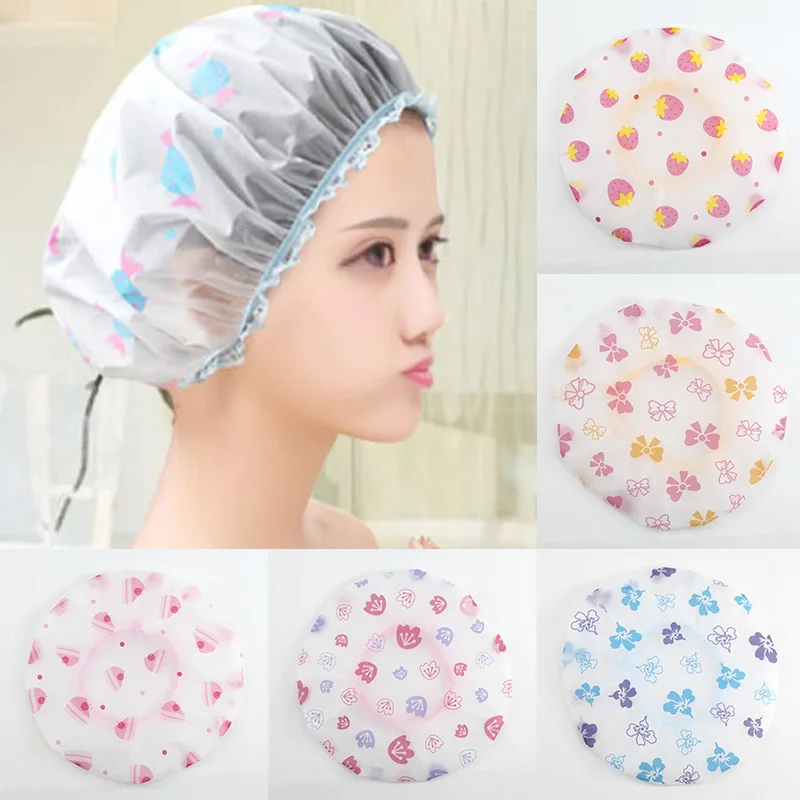 

Elastic Bathroom Accessories Shower Hat Bath Cap 1Pcs Waterproof Resuable Thicken