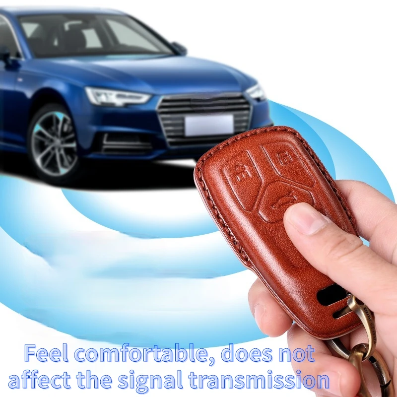 

Leather Car Key Case Cover Skin Shell for AUDI A4 A4L A5 Q5 Q7 TT 2016 2017 Key Fob 2016 2017 2018 Styling Accessories Keychain