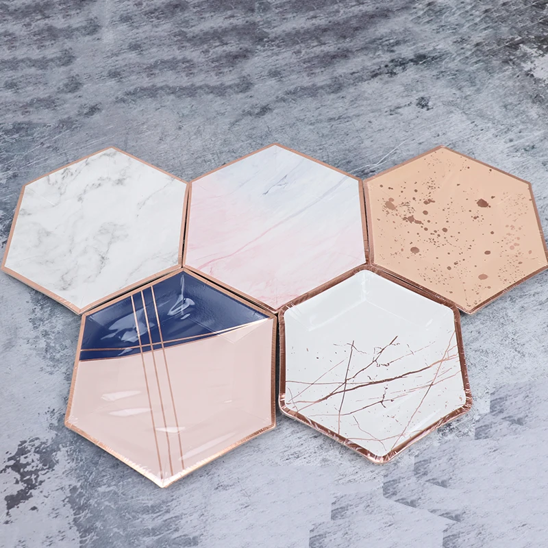 Одноразовая посуда из розового золота для вечерние НКИ 8 шт. бумажные соломинки с