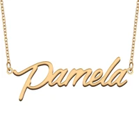 pamela name necklace for women stainless steel jewelry 18k gold plated nameplate pendant femme mother girlfriend gift