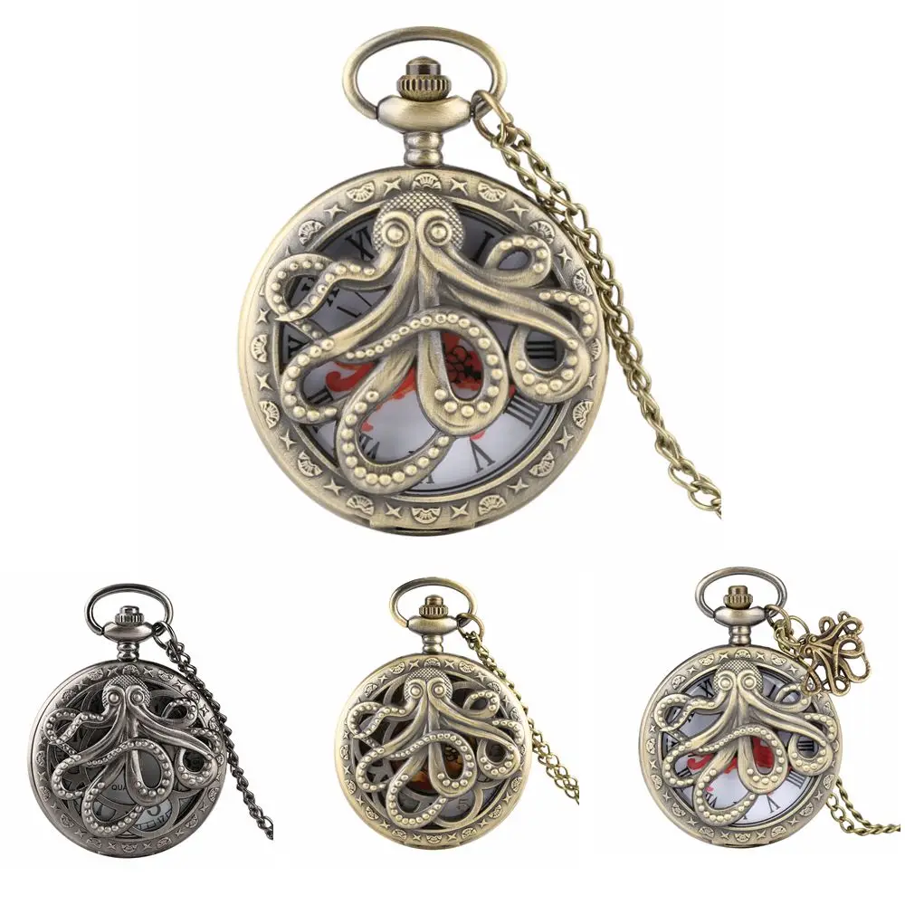 Роман Осьминог оригинальные карманные часы для мужчин кварцевые Очаровательная