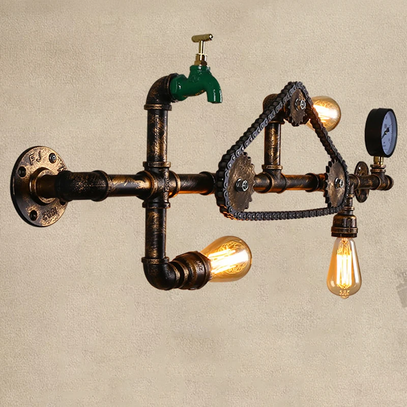 Настенные светильники в стиле ретро Лофт цепь для водопроводных труб