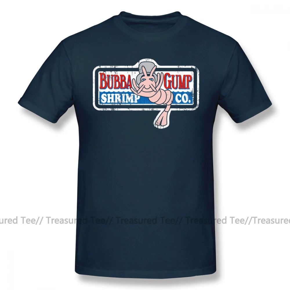 Форрест Гамп футболка Bubba Gump Футболка с принтом 4xl Футболка потрясающая Классическая 100 хлопок короткий рукав Мужская футболка - Цвет: Navy Blue
