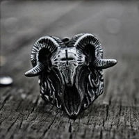 vintage satanic demon skull ring 316l stainless steel ring punk biker rings for men fashion jewelry