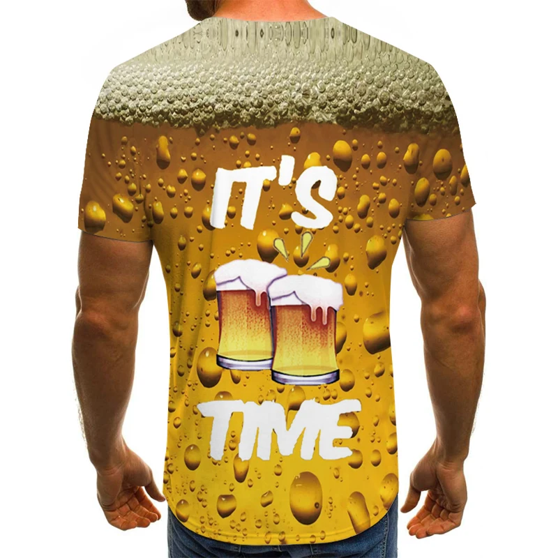 Мужская и женская футболка с короткими рукавами летняя 3D принтом пивных букв