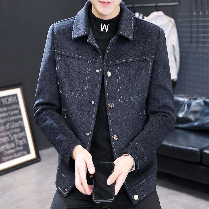 

2021 Women Autumn New Fashion Short Casual Woolen Coats Female Korean Slim Wool Jackets Mens Solid Color Warm Overcoats O247