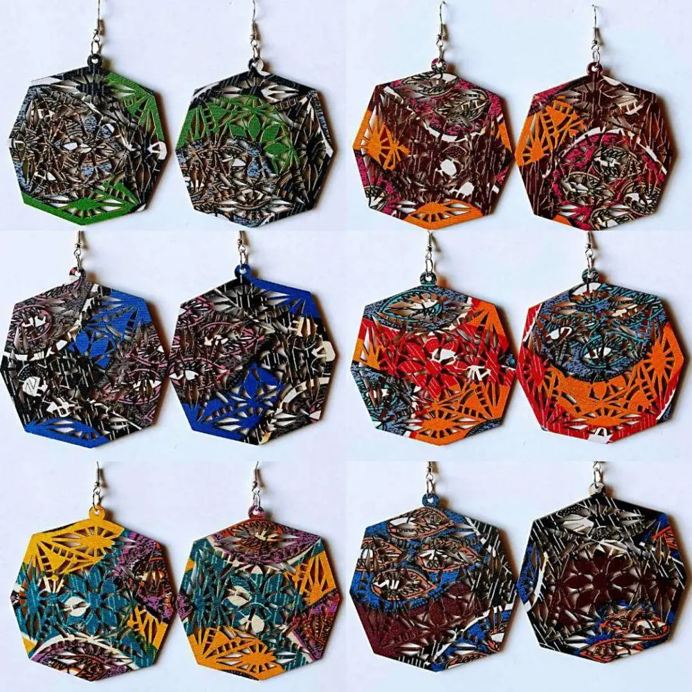 2020 новая карта Африки Черная Королева дерево Геометрический слон I LOVE MY FRO серьги