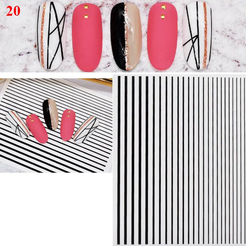 

1 Sheet Rose Gold Silver Curve Stripe Lines 3D Nail Stickers Adhesive Striping Tape Nail Art Stickers Decals Stickers For Nails