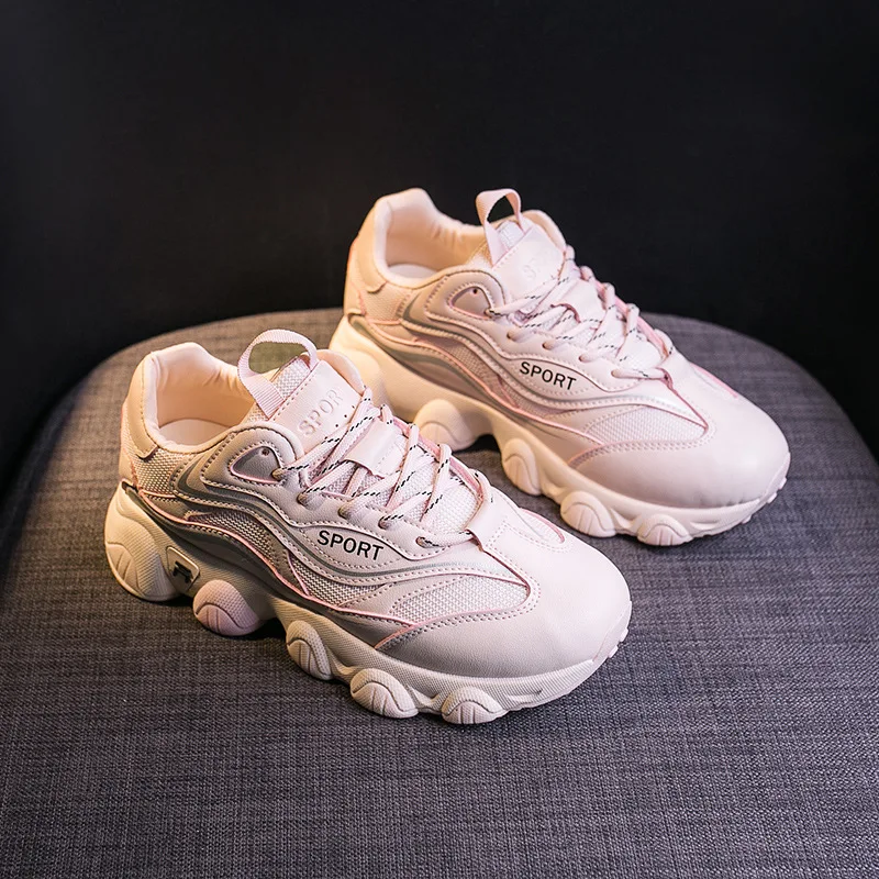 

2020 Spring Fashion women Chunky Sneakers Women Thick Bottom Casual Platform Shoes Women vulcanized shoes basket femme