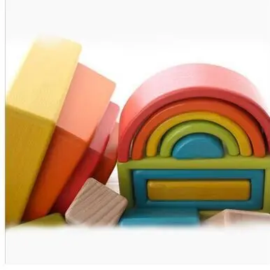 Детские деревянные радужные строительные блоки большие игрушки из цельного