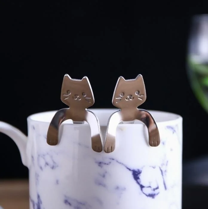 

Cute Cat Spoon Long Handle Spoons Flatware Drinking Tools Kitchen Gadgets Coffee Spoon Coffee Accessories Decorative Teaspoon