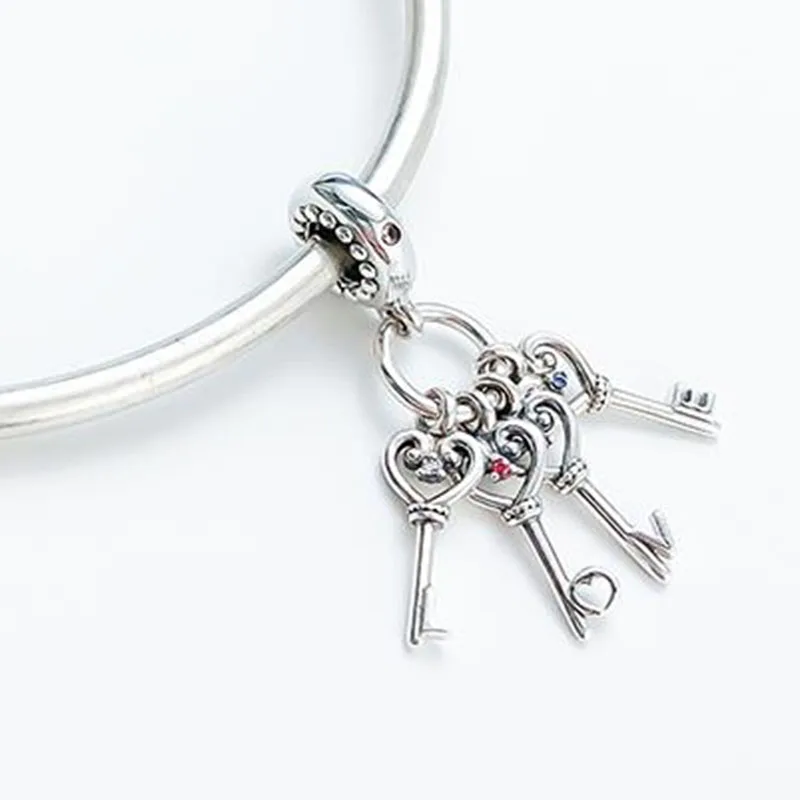 

100% 925 Sterling Silver Charm New Love Key Pendant Fit Pandora Women Bracelet & Necklace Diy Jewelry