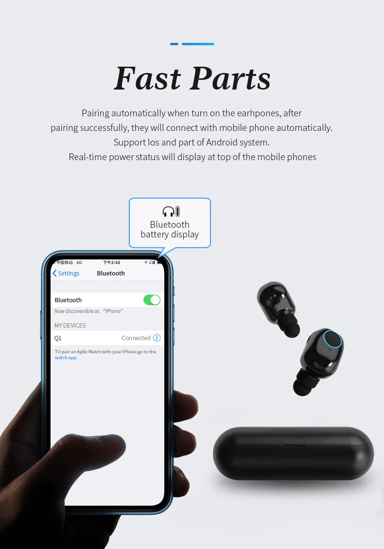 TWS беспроводные Bluetooth наушники стерео бас Bluetooth 5,0 с микрофоном Handsfree AI управление для Xiaomi Redmi
