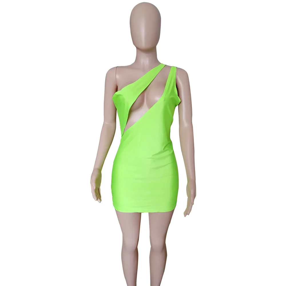 ZKYZWX неоново зеленое сексуальное вечернее платье для ночного клуба женская