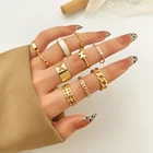 Набор Колец FNIO в стиле хип-хоп, панк, Золотая цепочка, для женщин и девушек, геометрические простые кольца на палец, подарок, 2022, модные ювелирные украшения для вечеринки