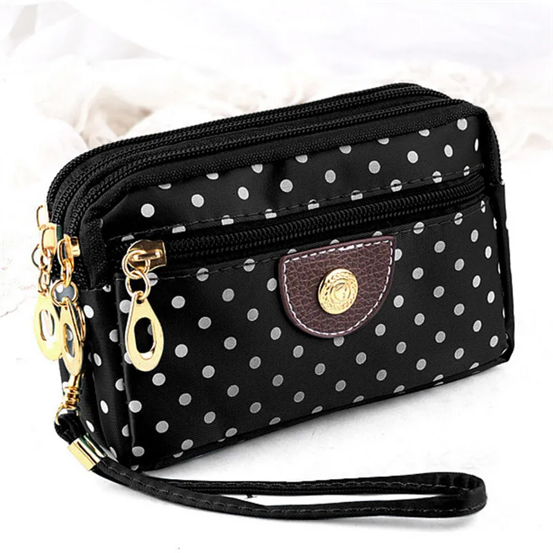

Women's Wallets Small Handbags Canvas Dot Lady Zipper Moneybags Clutch Coin Purse Pocket Wallet Cards Holder Wristlet Bags