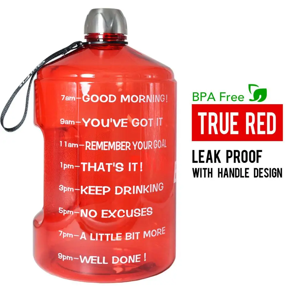 Red Water Bottle Quifit 128 унций 64 унции 32 унции 1 галлон BPA бесплатно пластиковая большая бутылка для воды для питья кувшин Тыква для путешествия спорт, фитнес, тренажерный зал бутылка воды эко - Цвет: Red Water Bottle