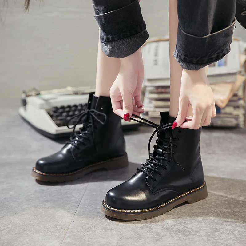 

Women Retro Boots Martin Boots Thick Short Boots 2021 Autumn Winter Leisure Motorcycle Boots Increased Female Boots Botas Mujers