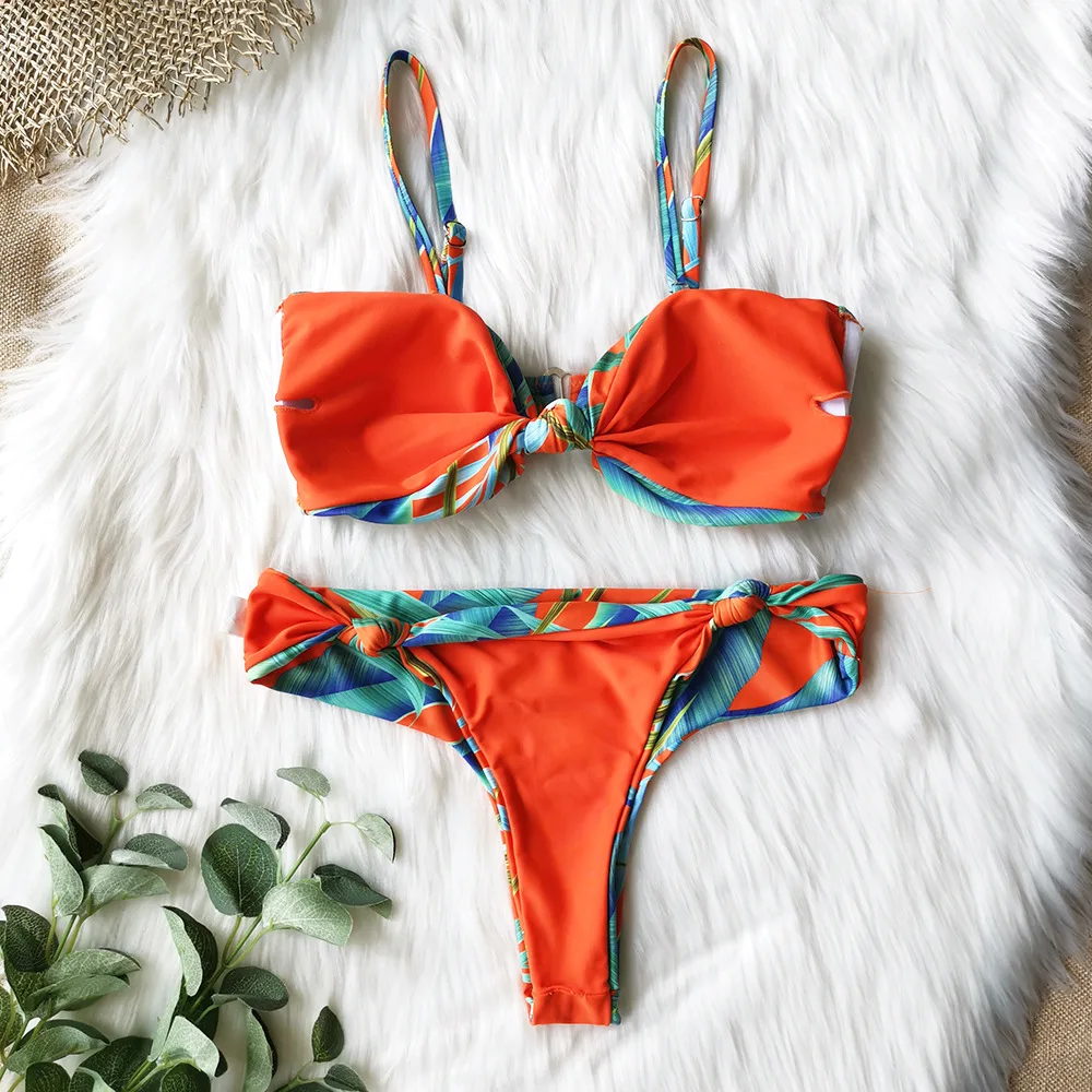 

2021 New Women Swimwear Floral Printed Fashion Two Pieces Bikini Set Summer Swimsuit Sexy Bikinis Bathing Suits