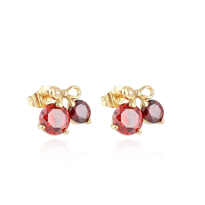style 2 red Новые милые серьги с подвеской в виде совы, разноцветные прозрачные серьги-гвоздики с кристаллами, ювелирные изделия, простые серьги-Вишенки для женщин - Окраска металла: style 2 red