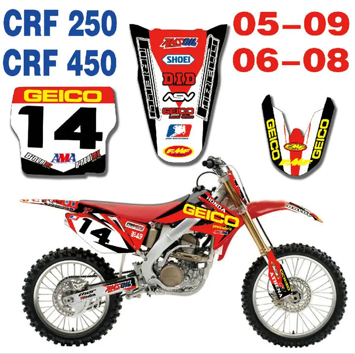 Байк мотоцикл графические наклейки для Honda CRF250R 2005 2009/CRF450R 2006 2007 2008|Наклейки на