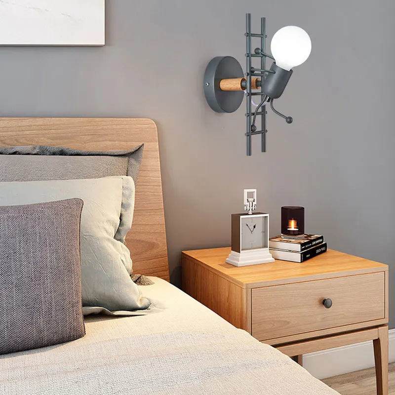 

Iron Led Wall Lamp American Creative Wall Lights Metal Cartoon Robot Sconce Wall Light bedroom Children room Luminaire