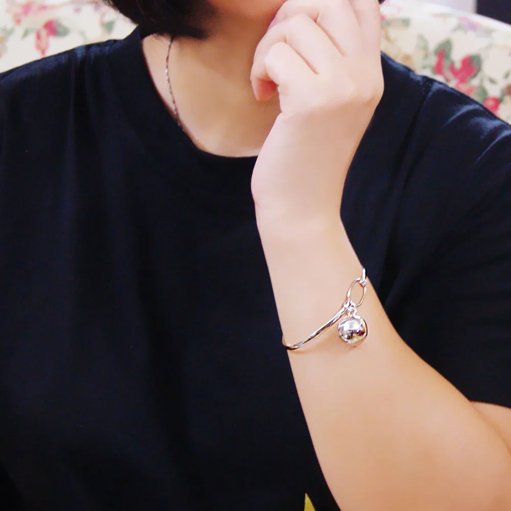 

Europe Silver Jewelry Women Rround Ball Bracelets Bangles Fashion Jewelry Accessories Charm Cuff Bracelets