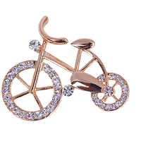 1pcs elegance gold rhinestone bike shape men women unisex twinkle brooch pins jewelry gif