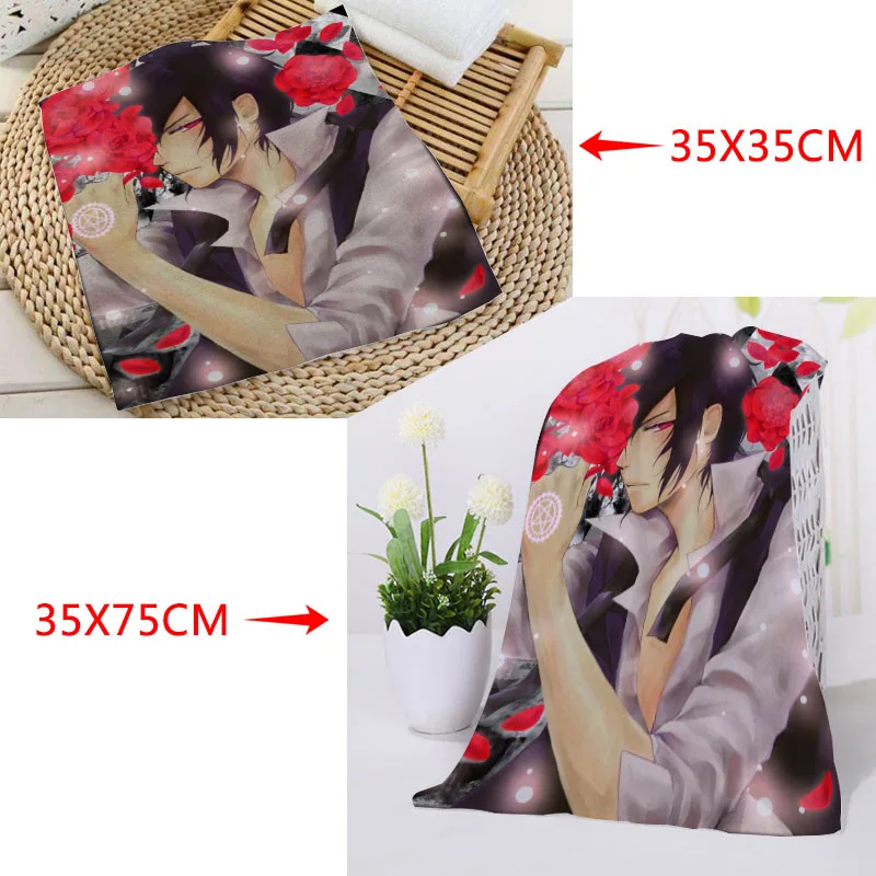 

Пользовательское Kuroshitsuji 35x75 см, полотенце для лица, полотенце из микрофибры, быстросохнущее спортивное полотенце