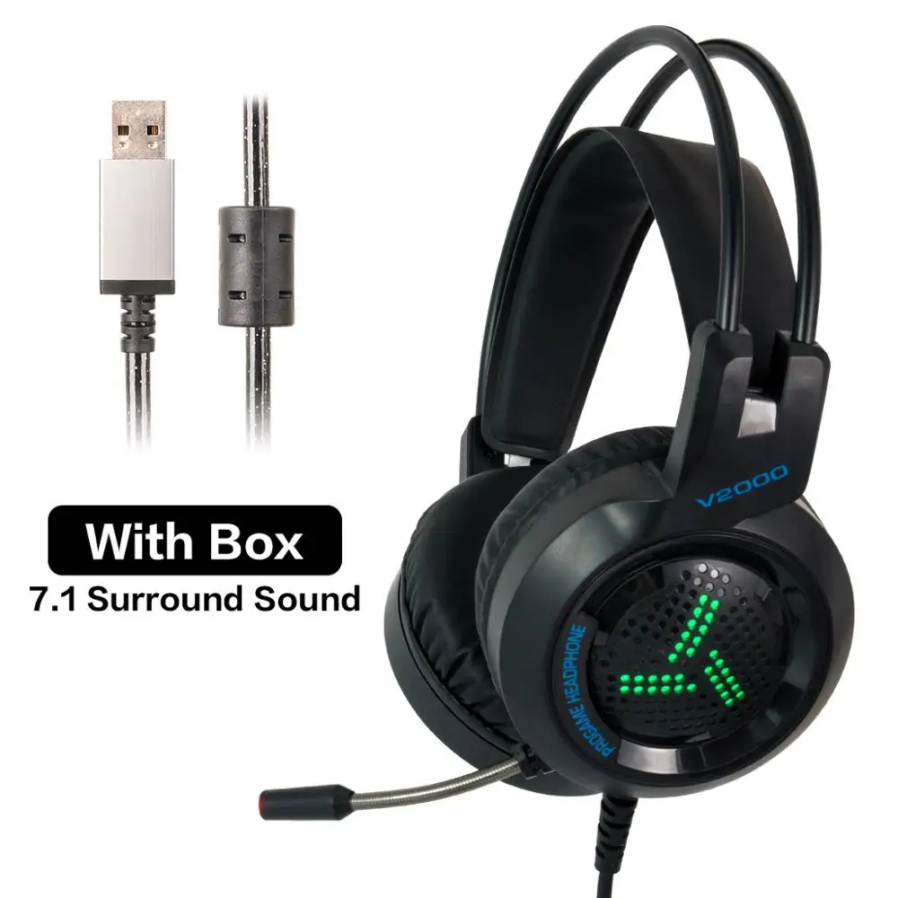7.1 channel with box Cosbary Gaming Headset Stereo Deep Bass Game Headphone with Mic for Computer Profession Gamer 7.1 USB Channel Surround Sound RGB - Цвет: 7.1 channel with box