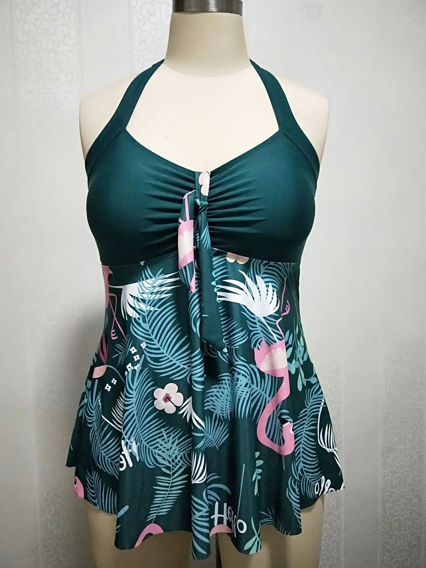 

Flamingo plus size fat girl split skirt one piece swimsuit sexy triangle bikini swimwear swiming suit women beach dress womens